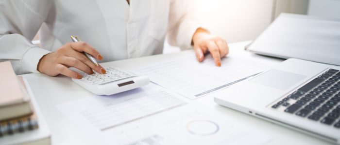 Auditor or internal revenue service staff, Business women checking annual financial statements of company. Audit Concept.